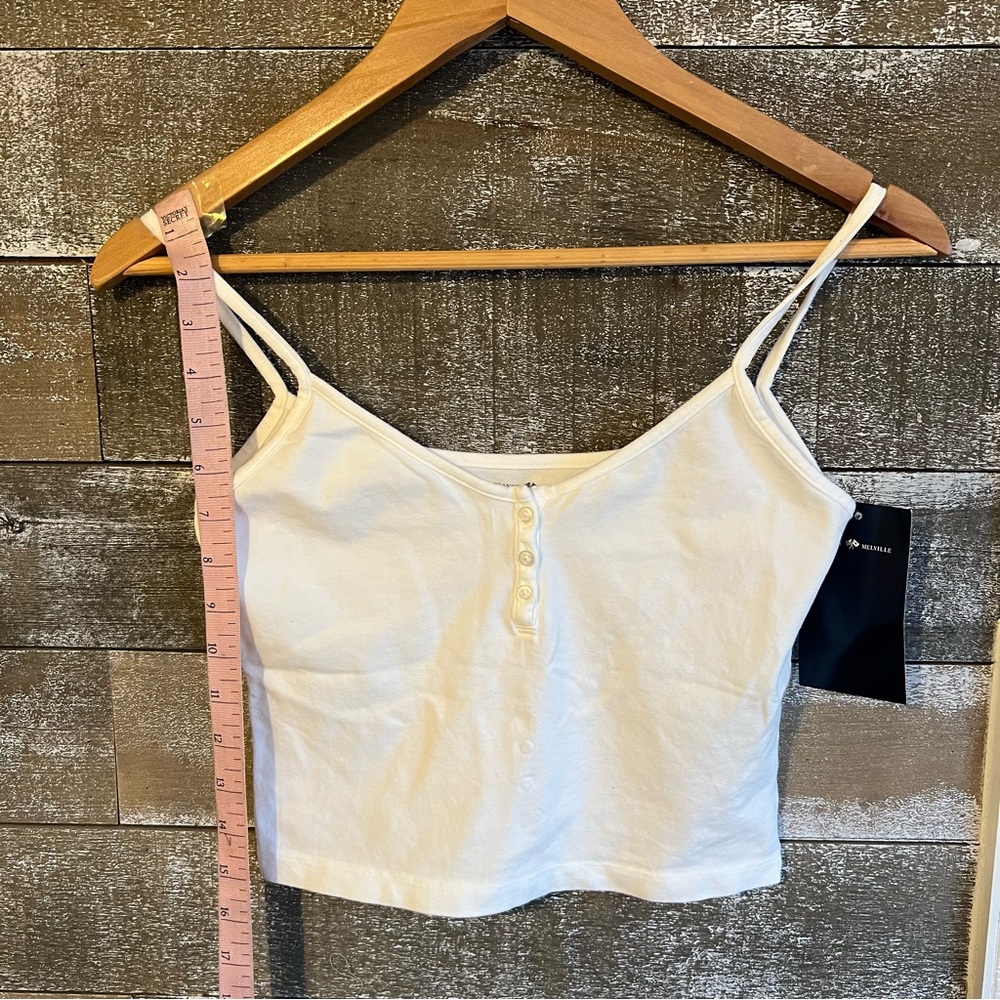 Brandy Melville white button down tank top